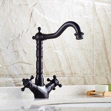Kitchen Faucet contemporary Black Antique Brass Kitchen Sink Mixer Tap Kitchen Sink Basin Mixer Tap Antique Solid Brass Hot and Cold two handle tap Black Mixer Taps - B07FZW5YVP